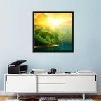 Golden Bamboo Riverbank Wall Art