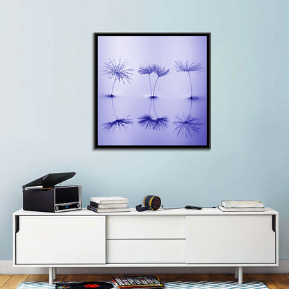Blue Dandelion Seeds with Reflections Wall Art