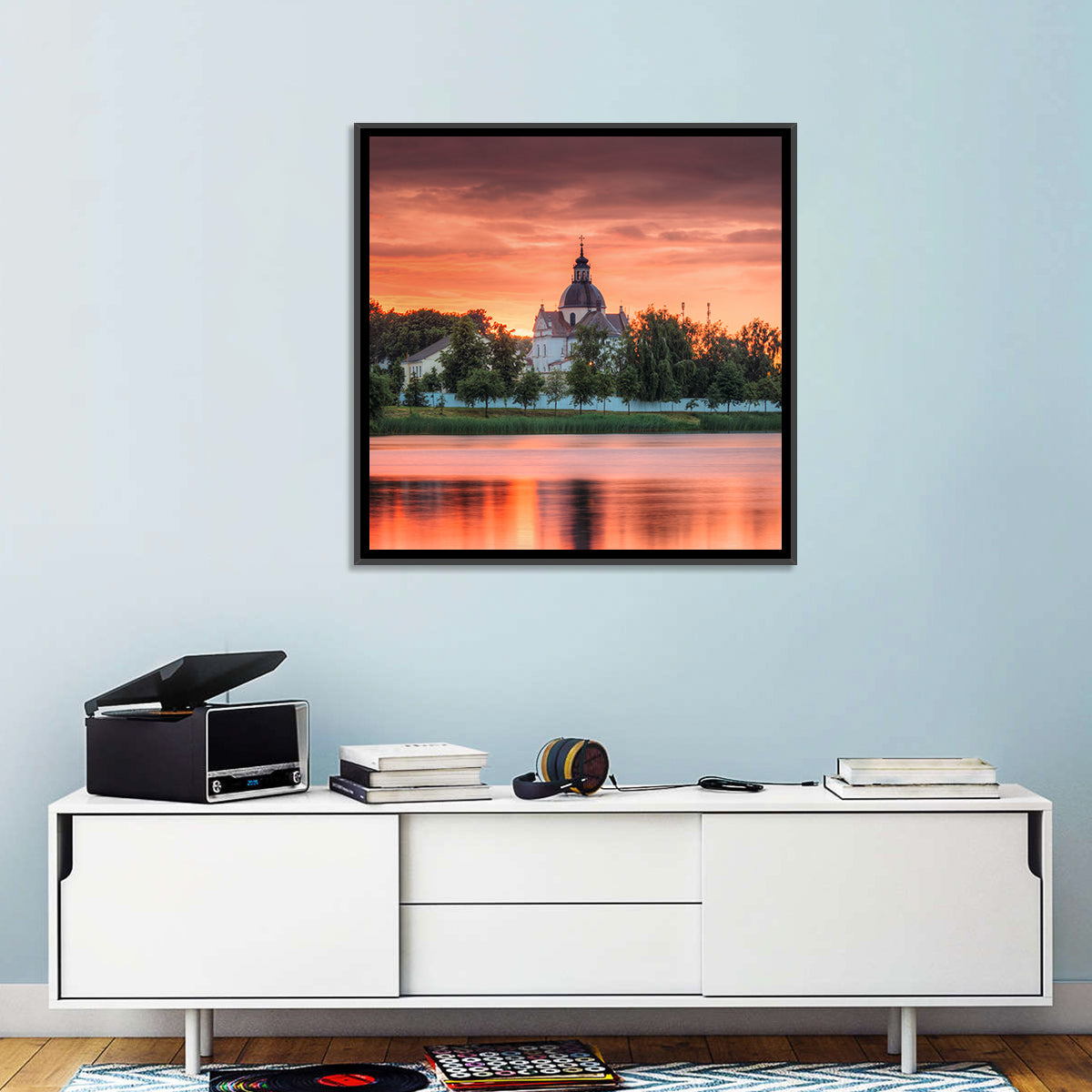 Corpus Christi Church Sunset Reflection Wall Art