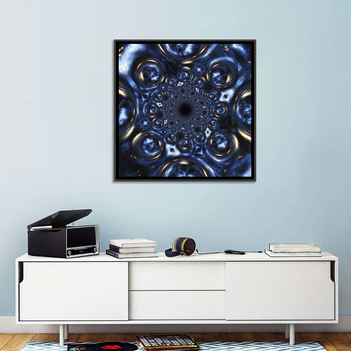 Black Hole Vortex Wall Art in a room, square