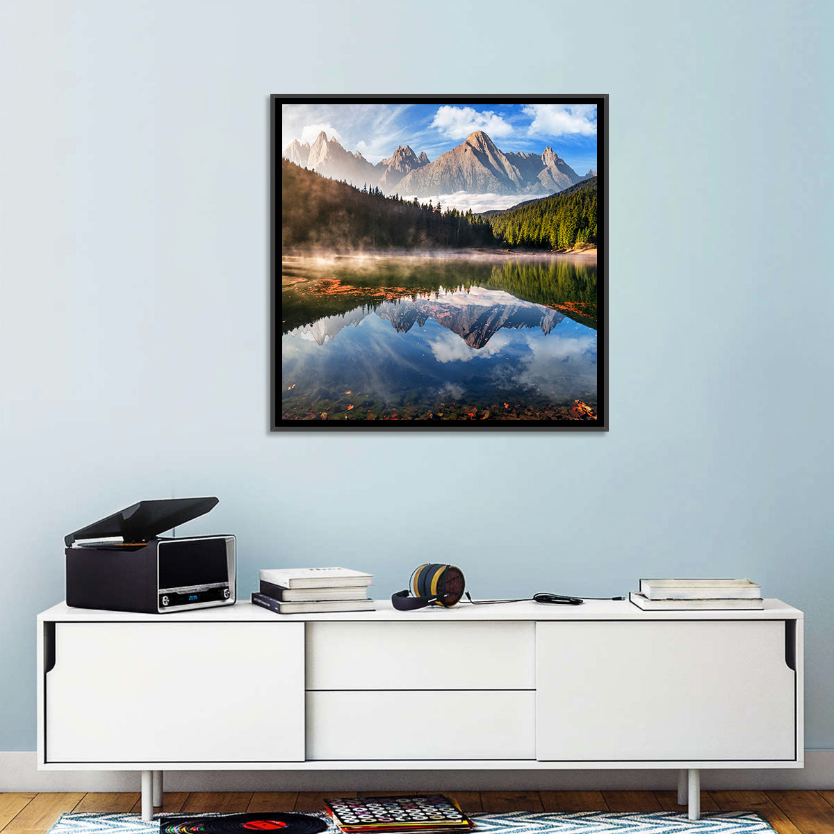 Morning Mist Mountain Lake Wall Art