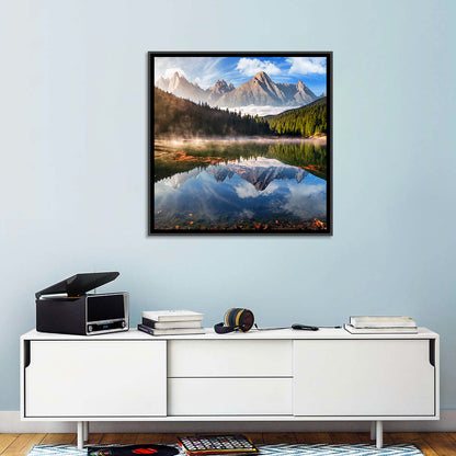 Morning Mist Mountain Lake Wall Art