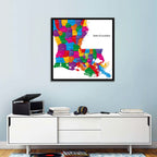 Colorful Louisiana Parish Map Wall Art