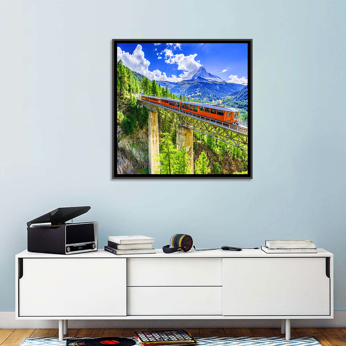 Gornergrat Tourist Train Wall Art in a room, square