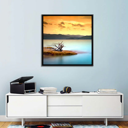 Gnarled Driftwood at Turquoise Lake Wall Art