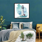 Red Roof Lighthouse Watercolor Wall Art