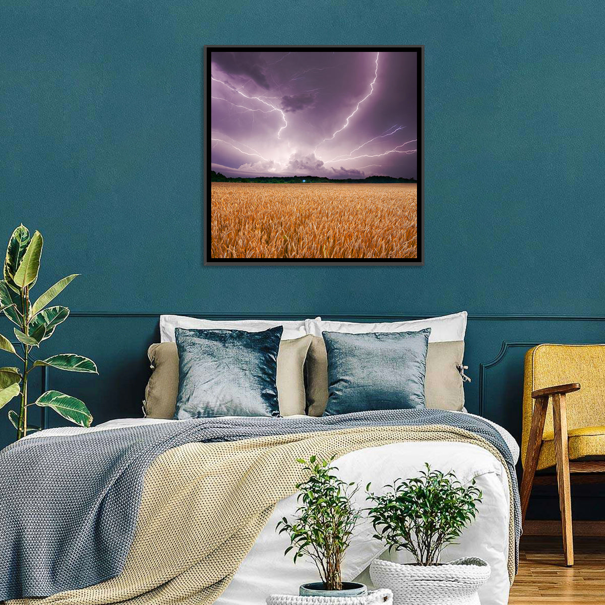 Lightning Over Wheat Field Wall Art