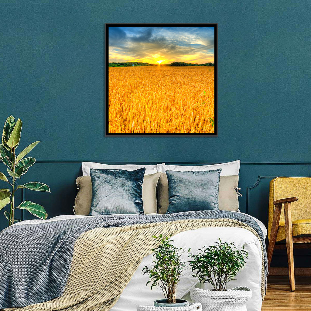 Wheat Field Sunset Wall Art