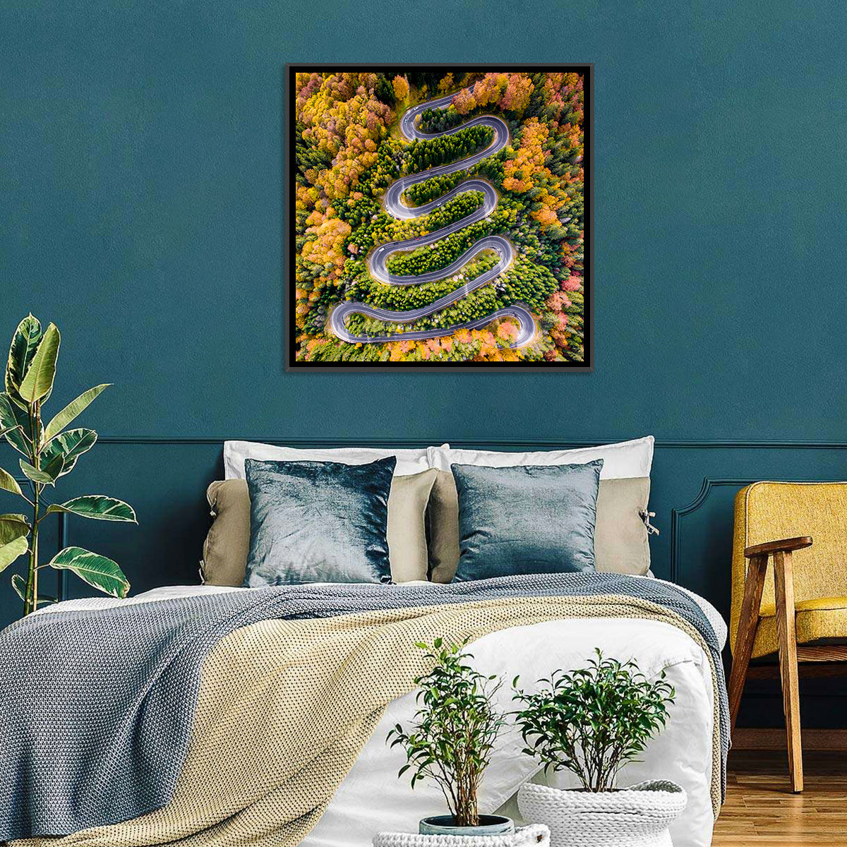 Autumn Winding Forest Road Wall Art