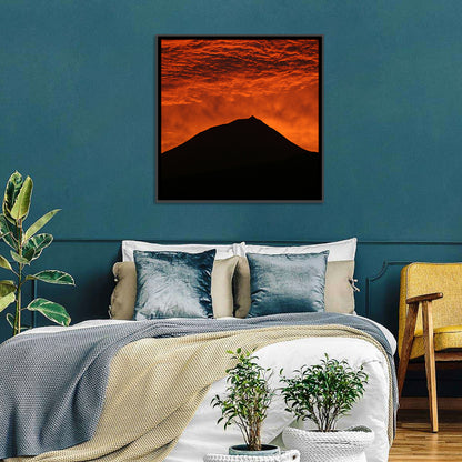 Pico Island Volcano Silhouette at Sunset Wall Art