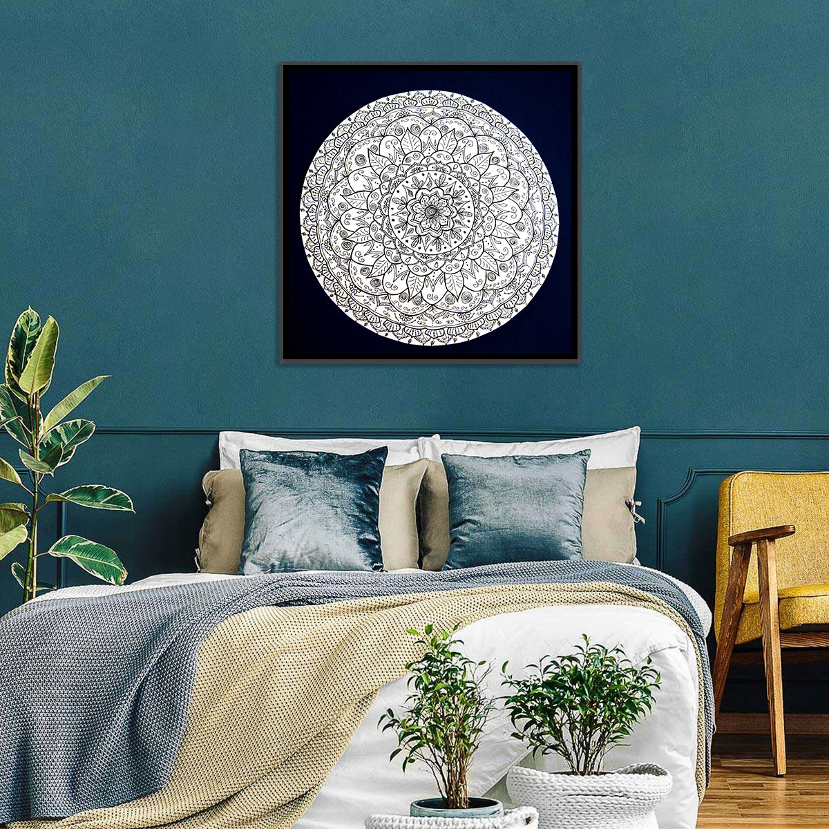 Navy Ornamental Mandala Wall Art