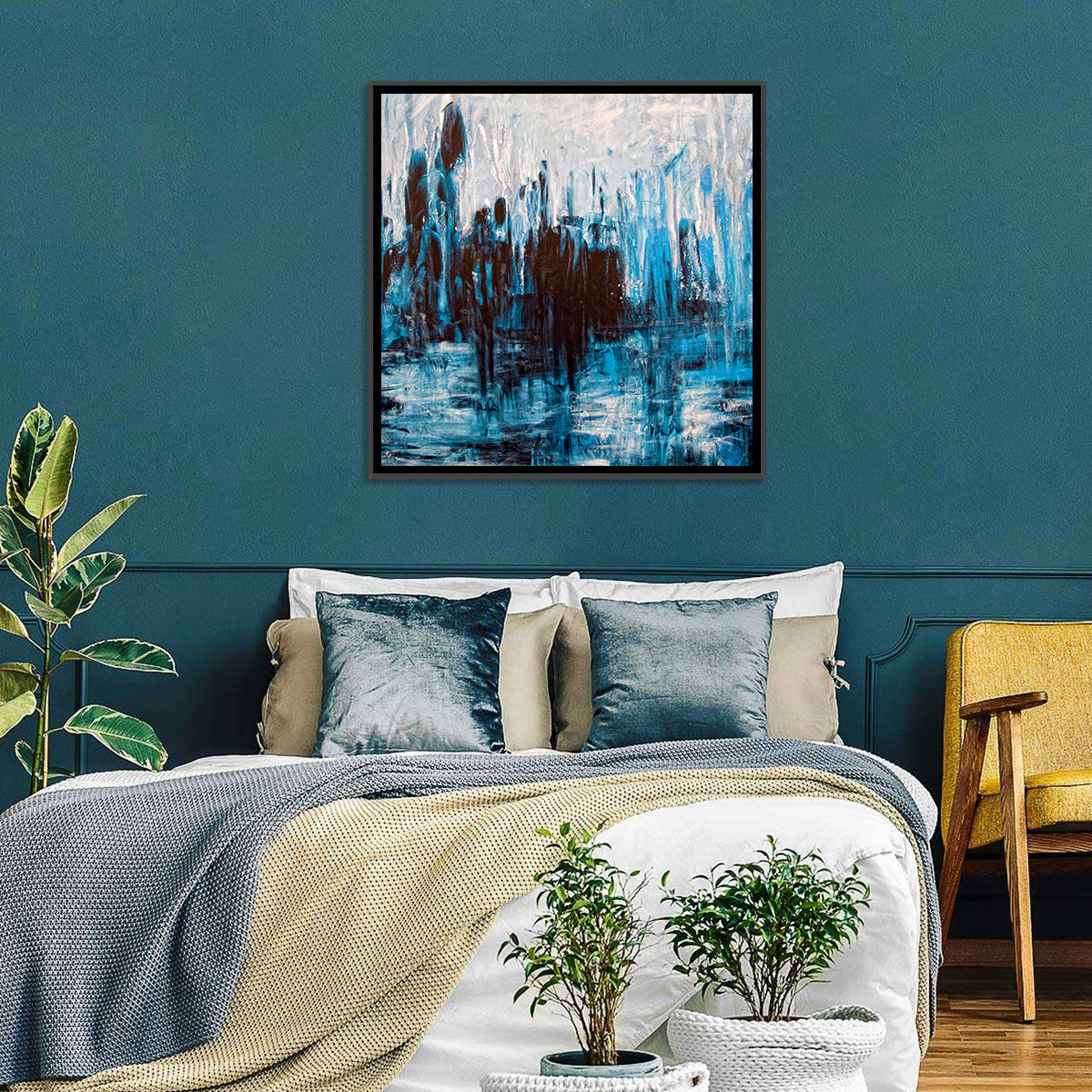 Rainy Abstract Skyline Reflection Wall Art