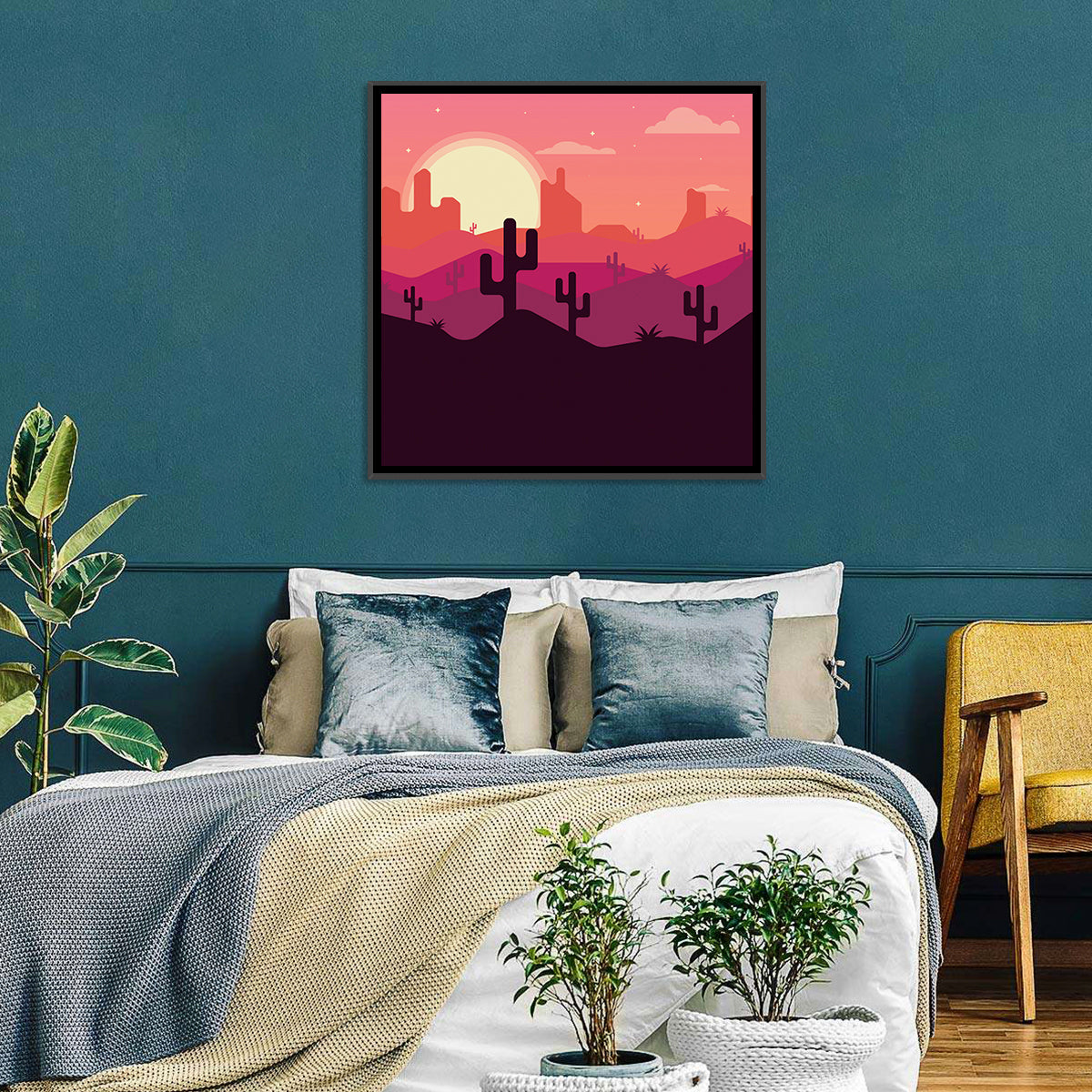 Desert Sunset with Saguaro Silhouettes Wall Art