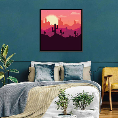 Desert Sunset with Saguaro Silhouettes Wall Art