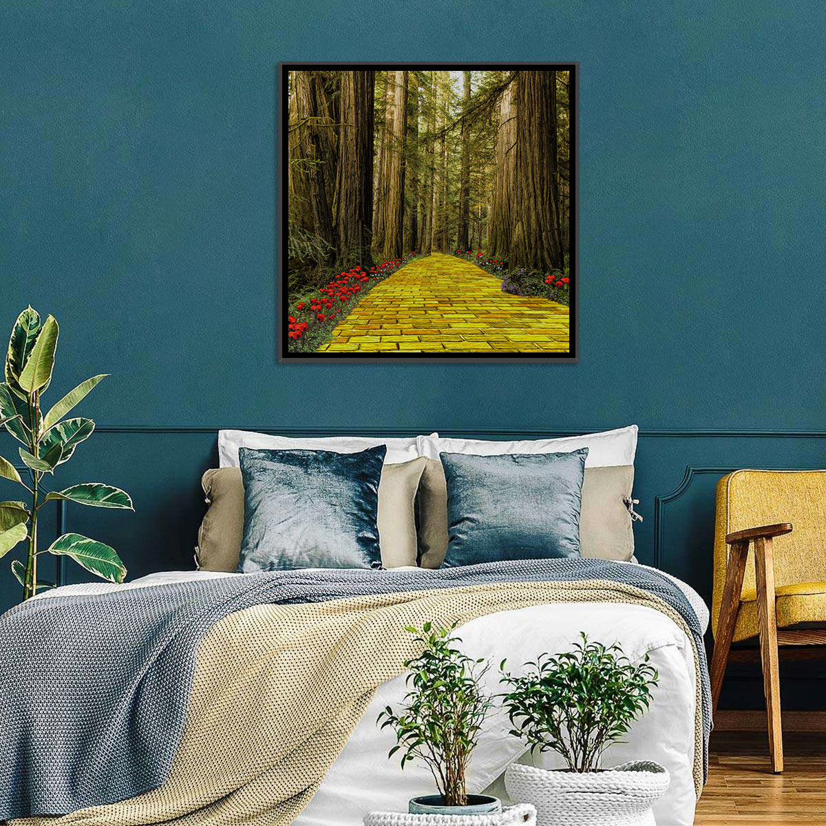 Yellow Brick Path Through Redwoods Wall Art
