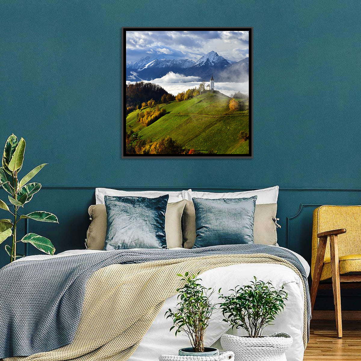 Jamnik Church on Misty Hill Wall Art