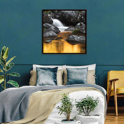Golden Stream Waterfall Wall Art