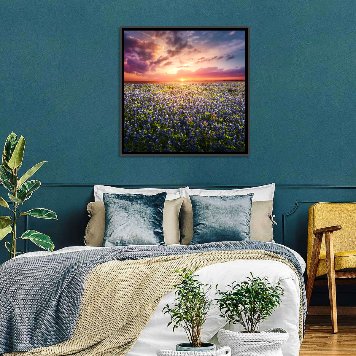 Texas Bluebonnet Sunset Wall Art
