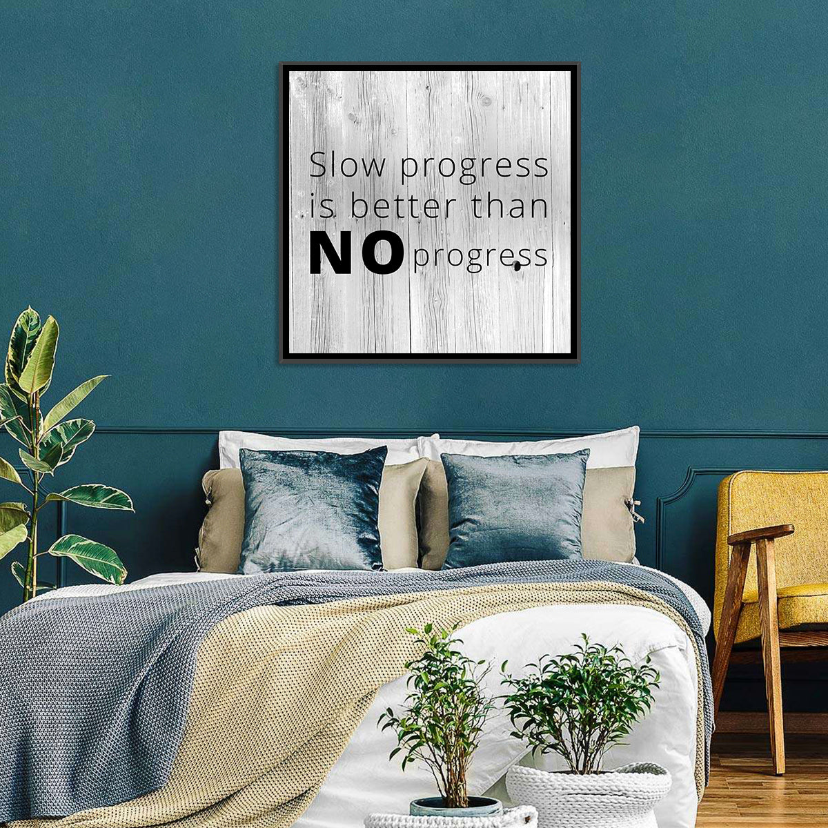 Slow Progress Better Than No Progress, Rustic Gray Wall Art