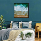 Aerial Teal Beach with Surfers Wall Art
