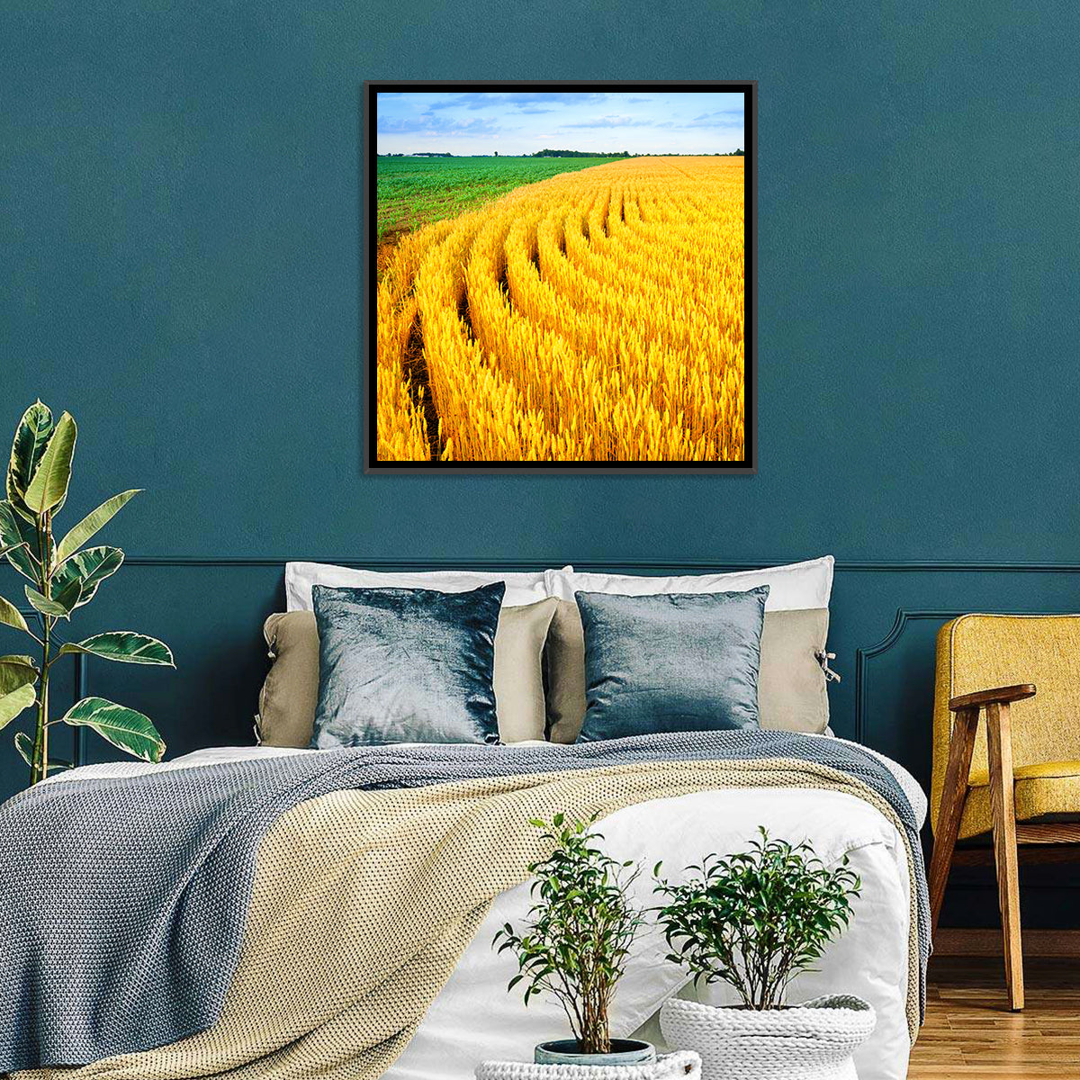 Summer Wheat Field with Curved Paths Wall Art