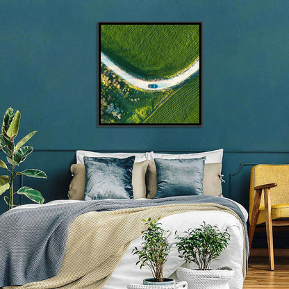 Aerial Farm Fields at Golden Hour Wall Art