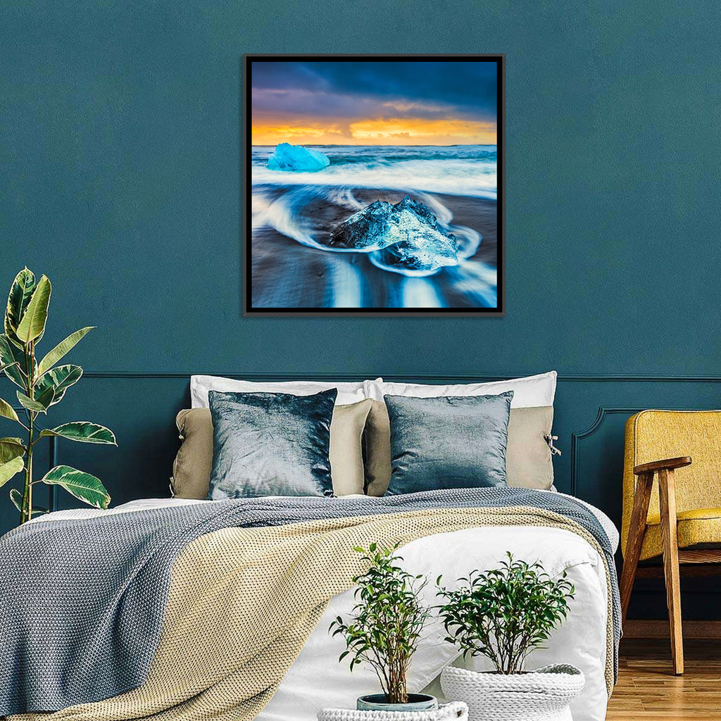 Diamond Beach Ice at Dusk Wall Art