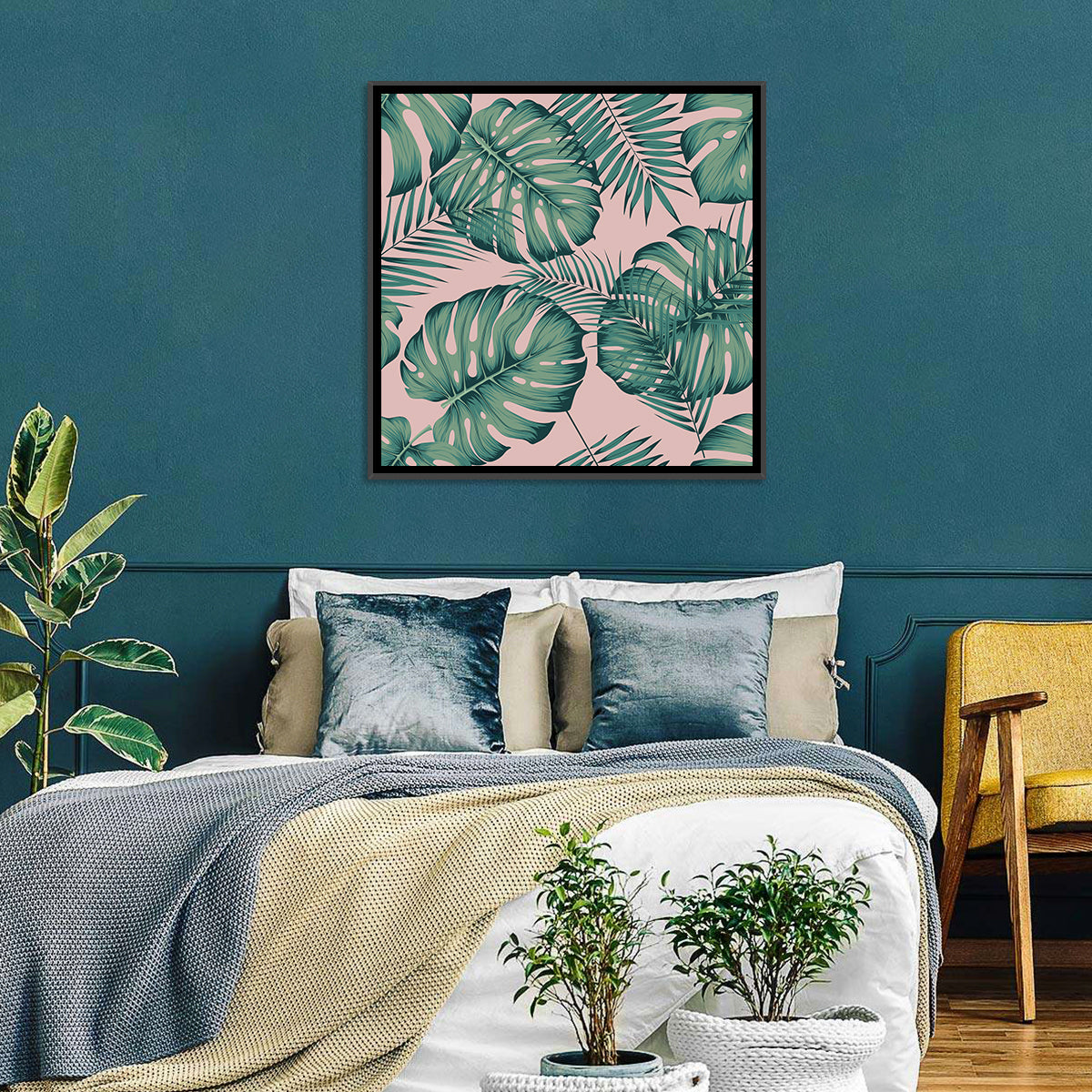 Areca Palm and Monstera Leaves Wall Art