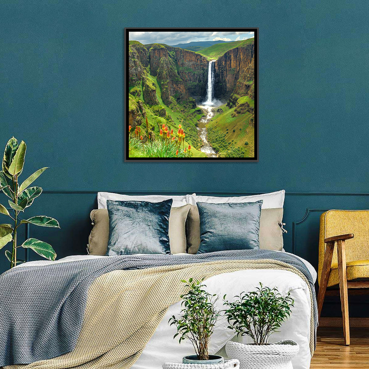 Maletsunyane Falls with Torch Lilies Wall Art