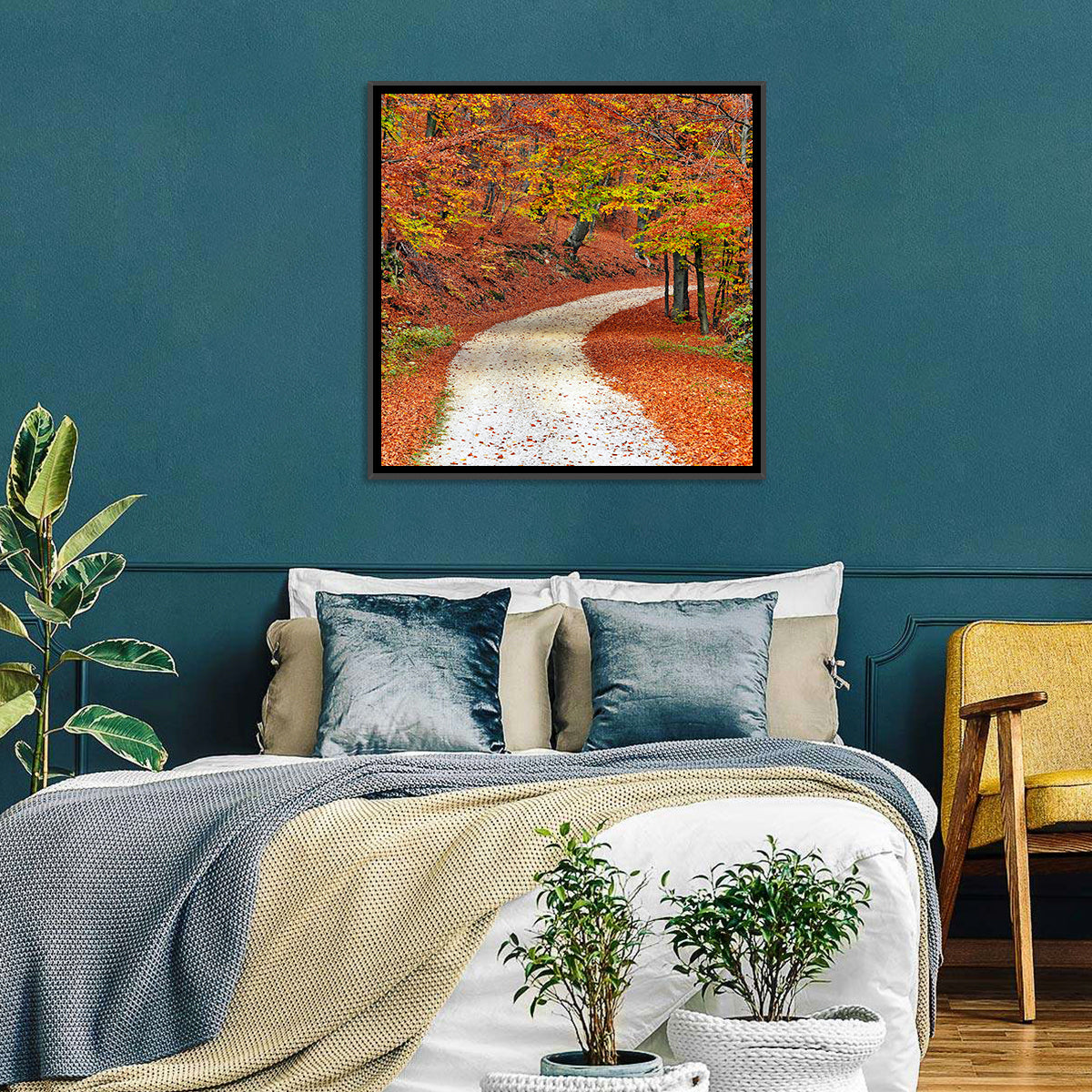 Misty Gravel Path Through Autumn Trees Wall Art