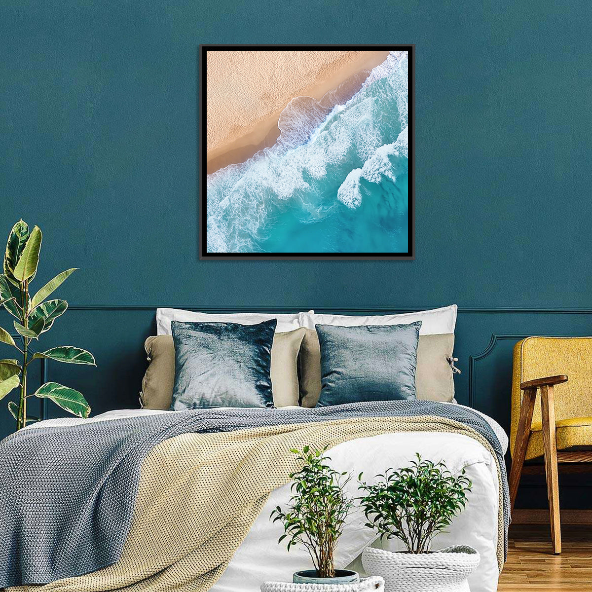 Aerial Turquoise Beach Waves Wall Art