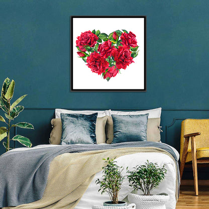 Watercolor Rose Heart Wall Art