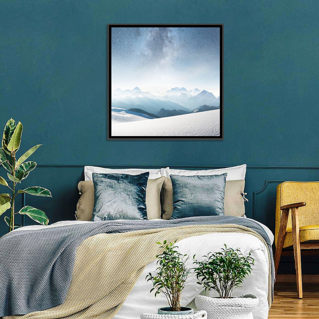 Starry Milky Way Over Snowy Peaks Wall Art