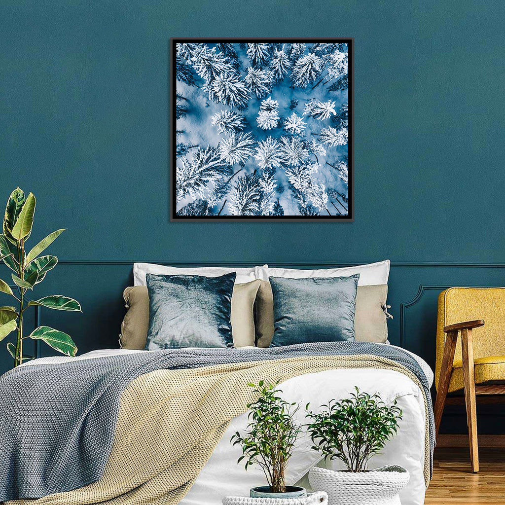 Aerial Snowy Evergreen Canopy Wall Art