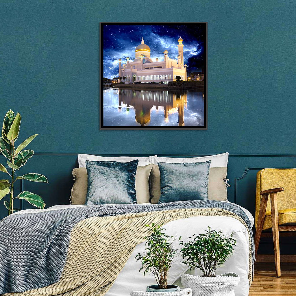 Omar Ali Saifuddien Mosque at Night Wall Art