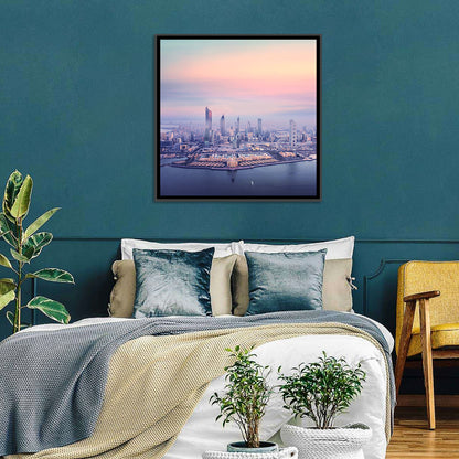 Kuwait City Twilight Skyline Wall Art