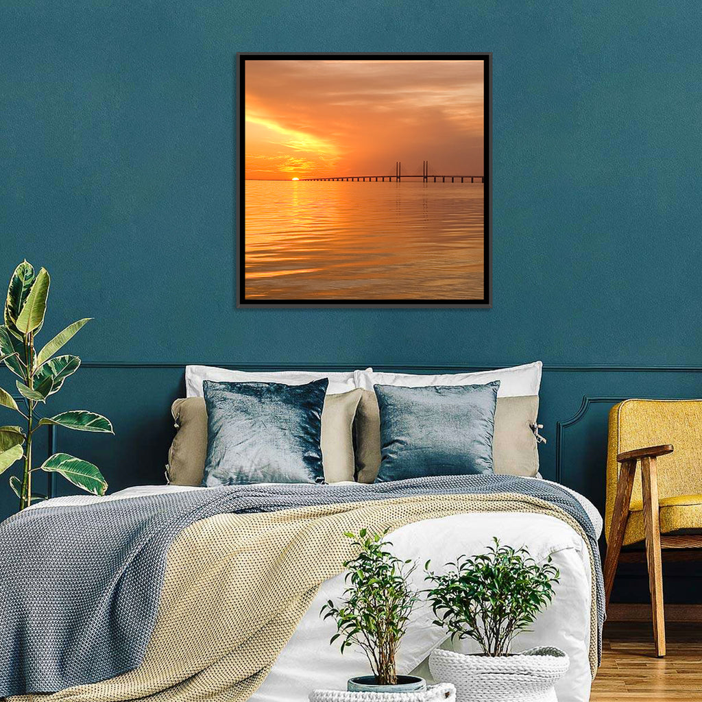 Øresund Bridge in Golden Light Wall Art