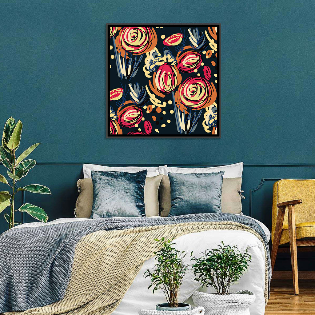 Colorful Scribbled Floral Pattern Wall Art