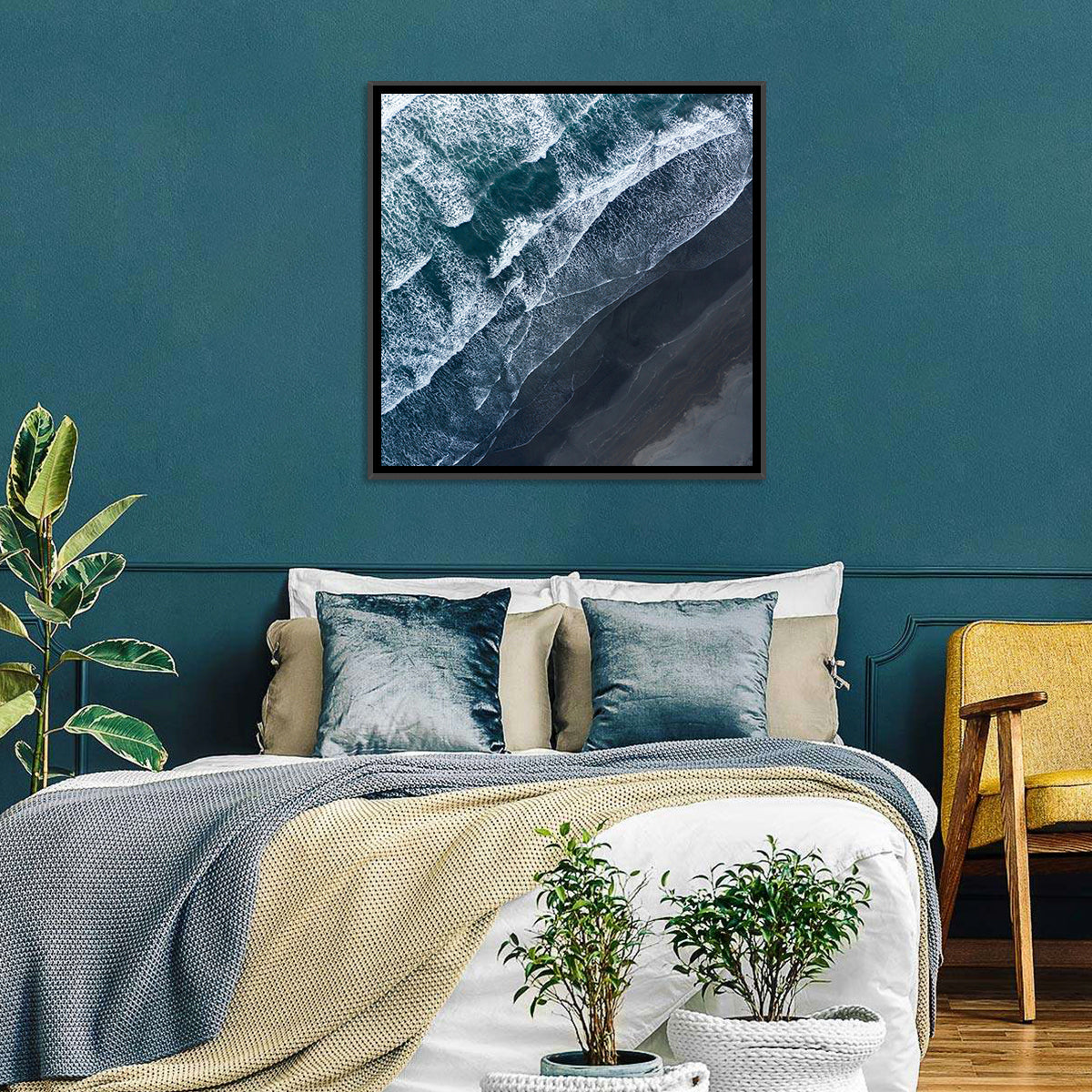 Volcanic Surf on Black Sand Wall Art