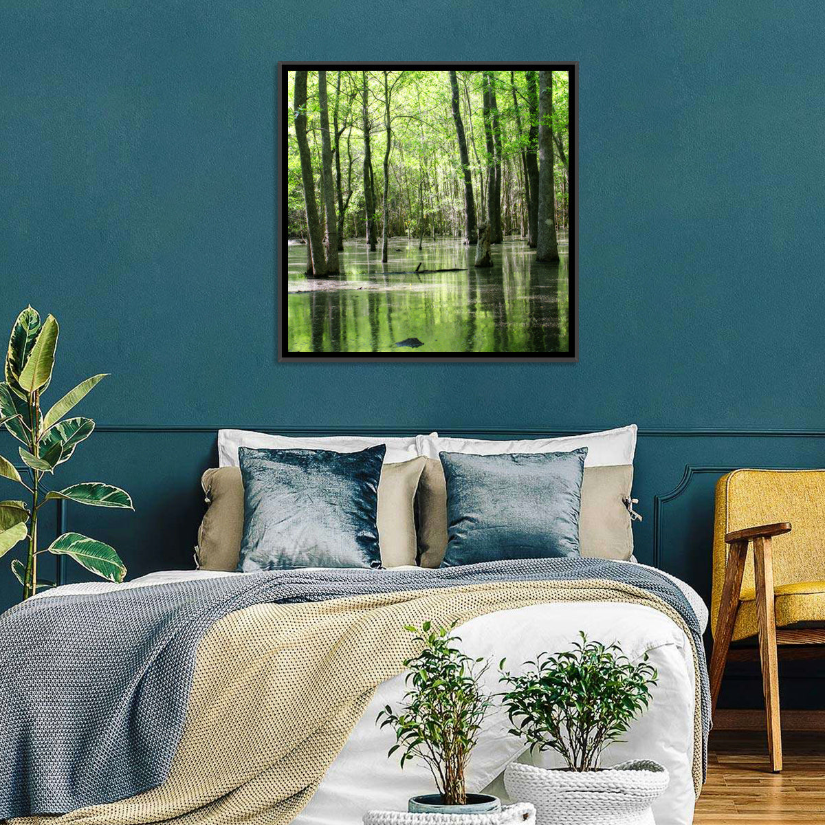 Sunlit Swamp Forest Wall Art
