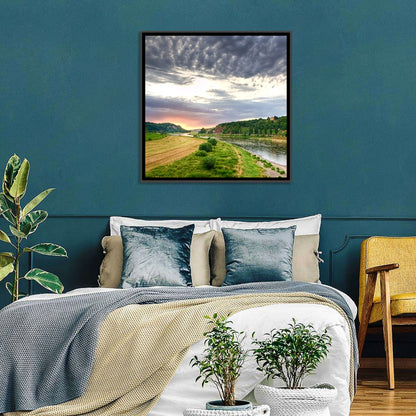 Elbe River at Golden Hour Wall Art
