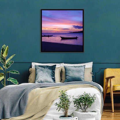 Malolo Island Sunset with Moored Boats Wall Art