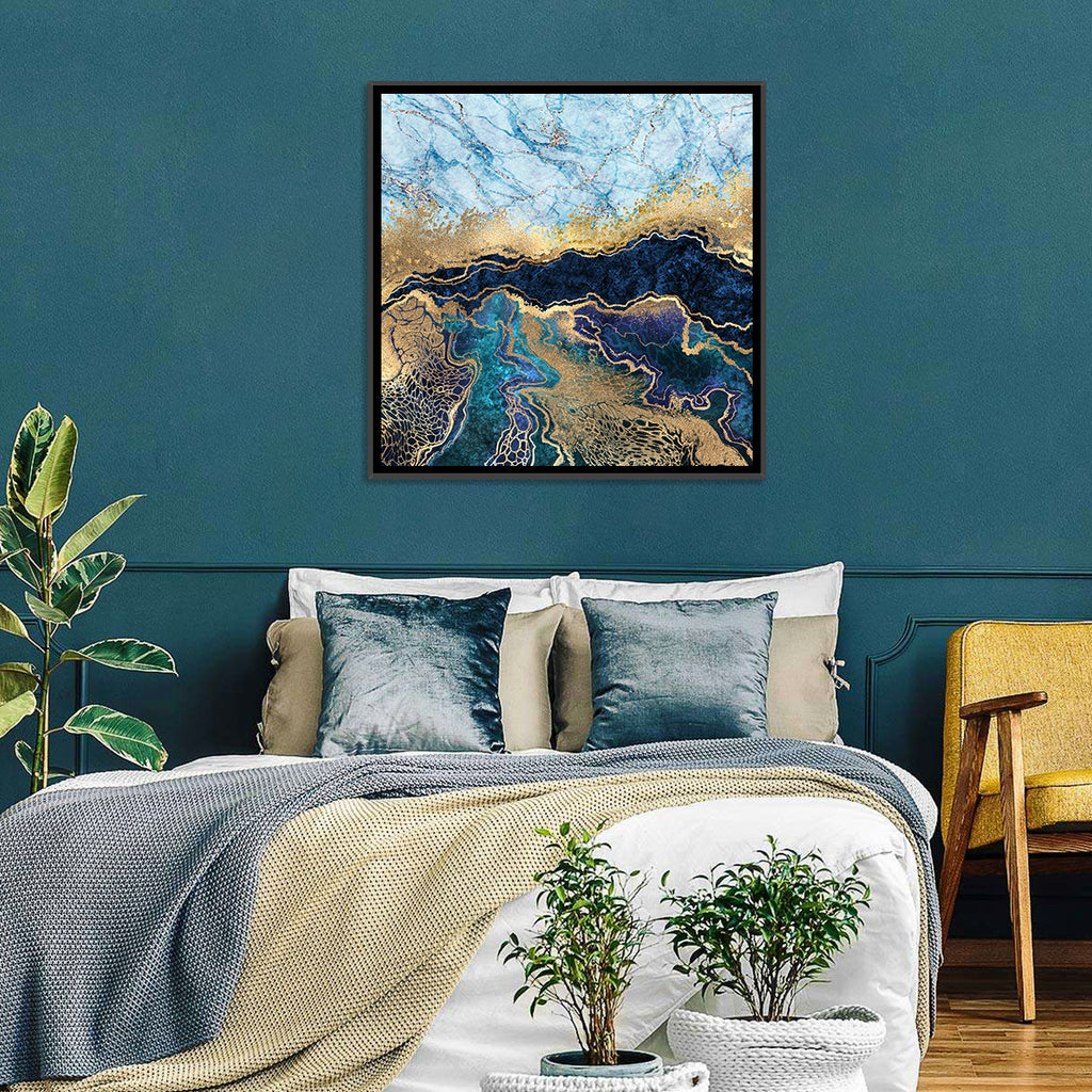 Blue Marble with Gold Veins Wall Art