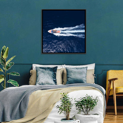 Sleek Speedboat Over Navy Sea Wall Art