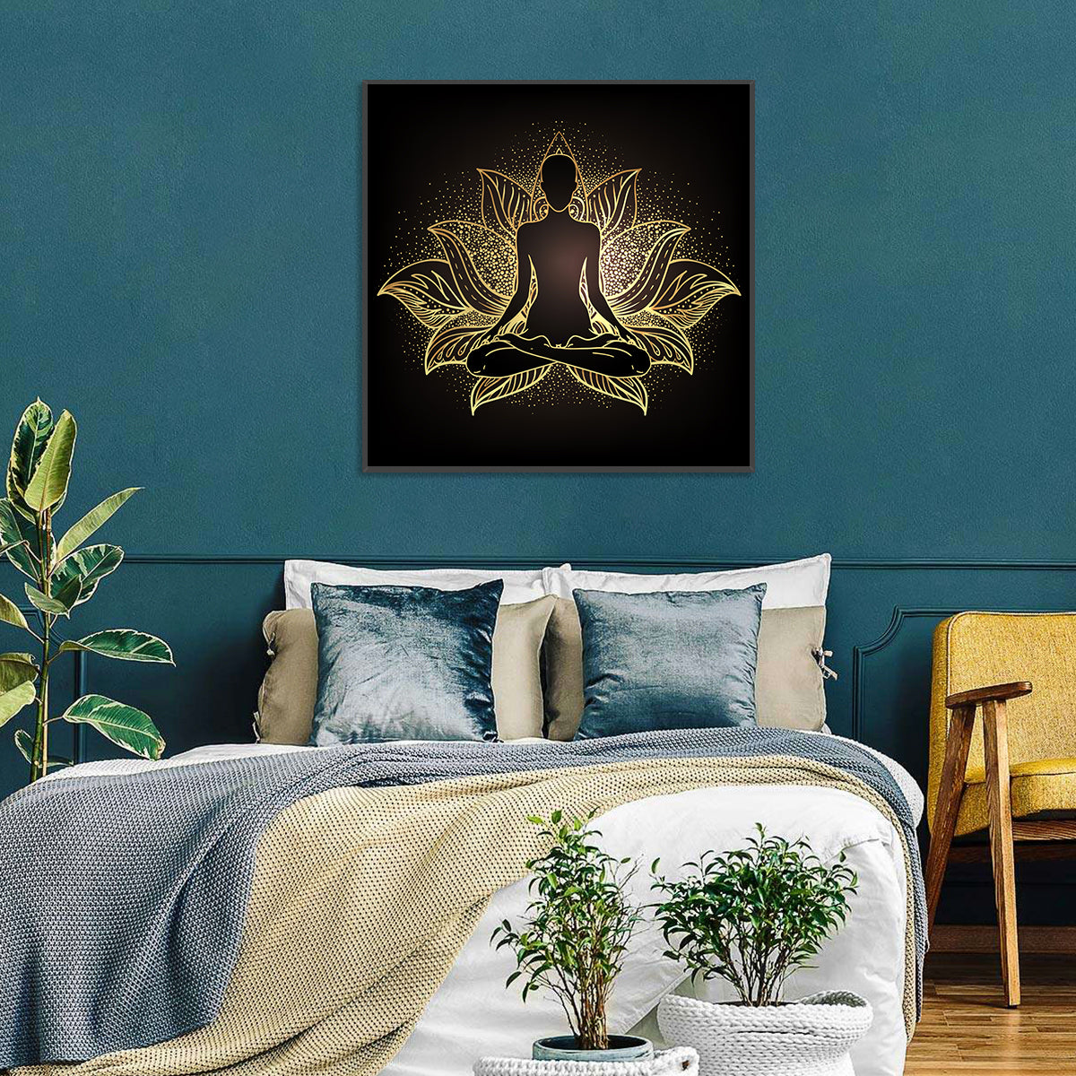 Golden Chakra Silhouette Wall Art