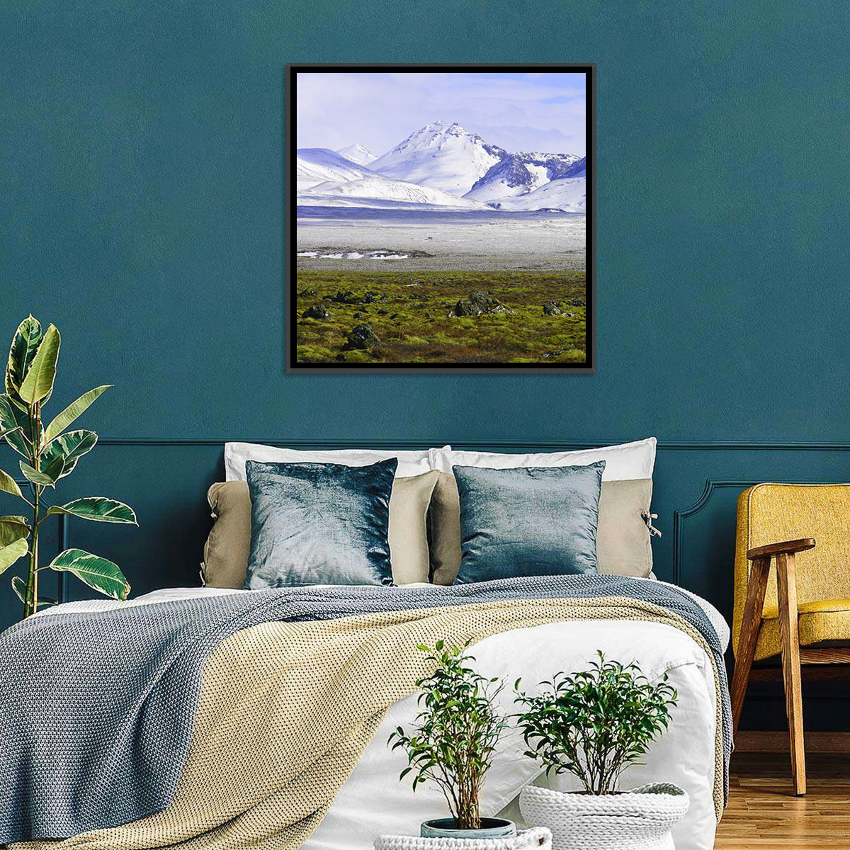 Icelandic Snow and Moss Landscape Wall Art
