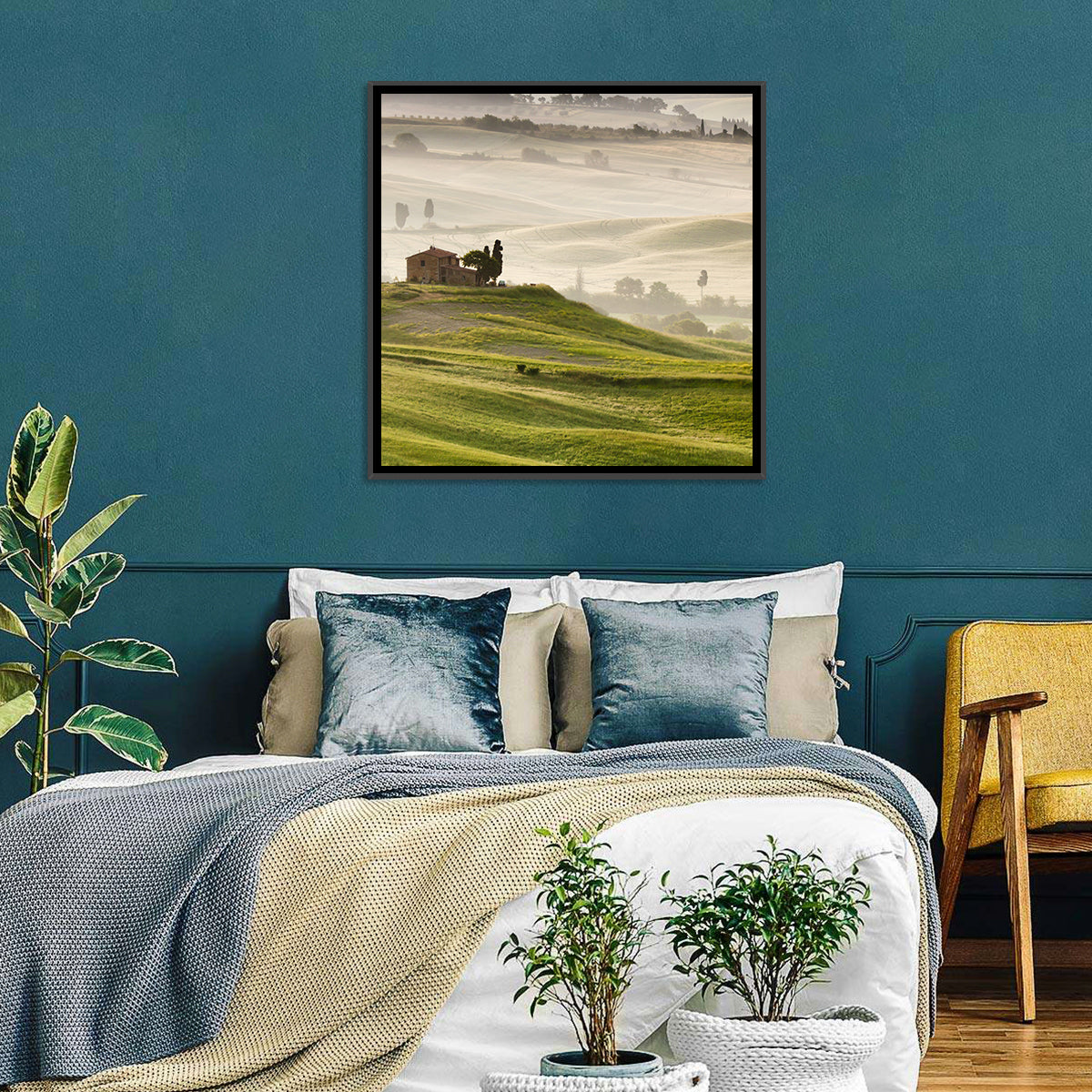 Foggy Tuscany Wall Art in a room, square