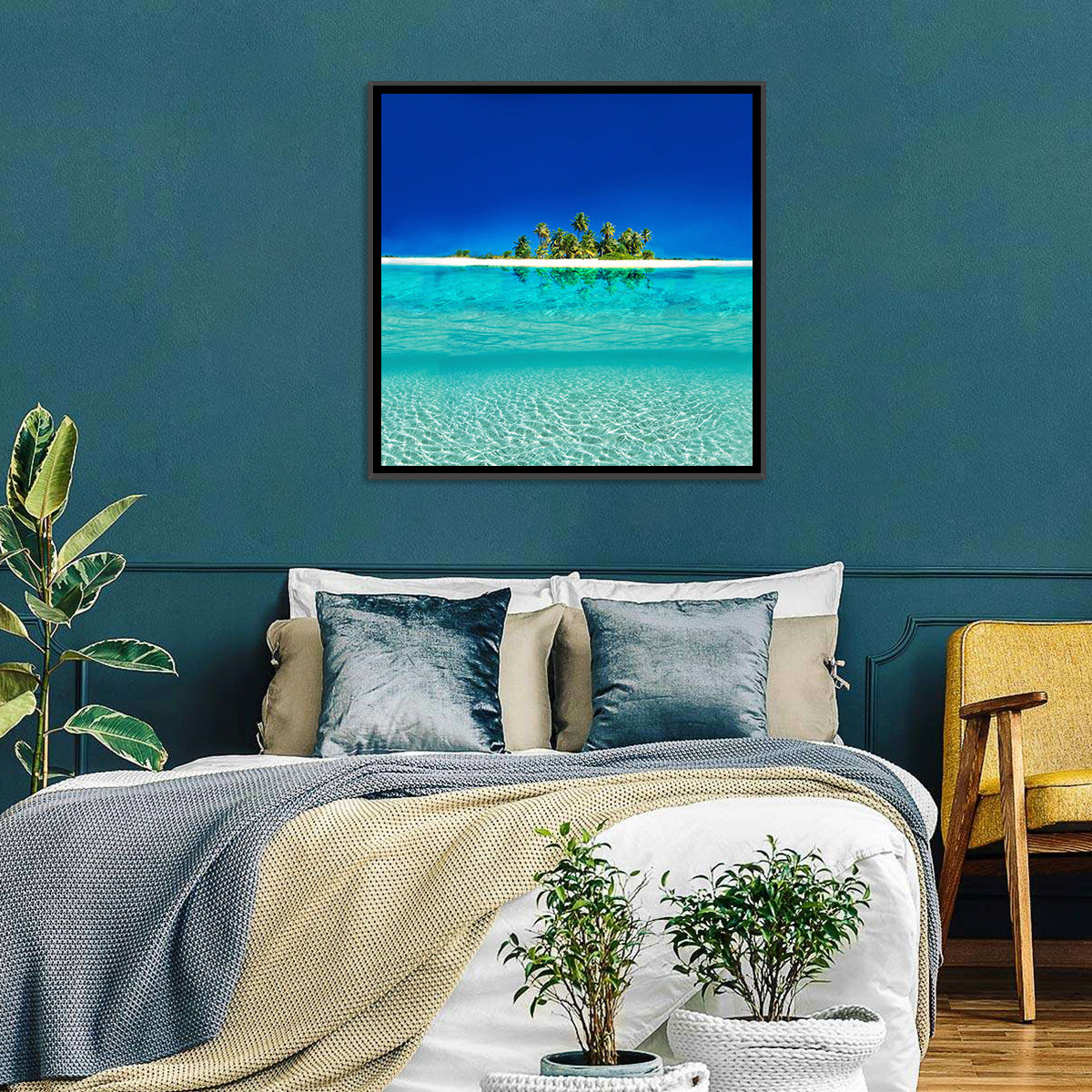 Tranquil Split-level Tropical Island Seascape Wall Art