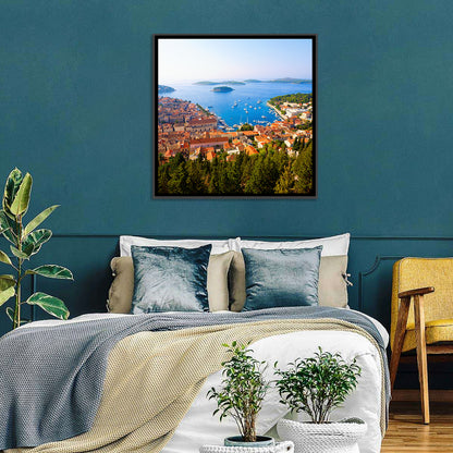 Hvar Harbor Aerial View Wall Art