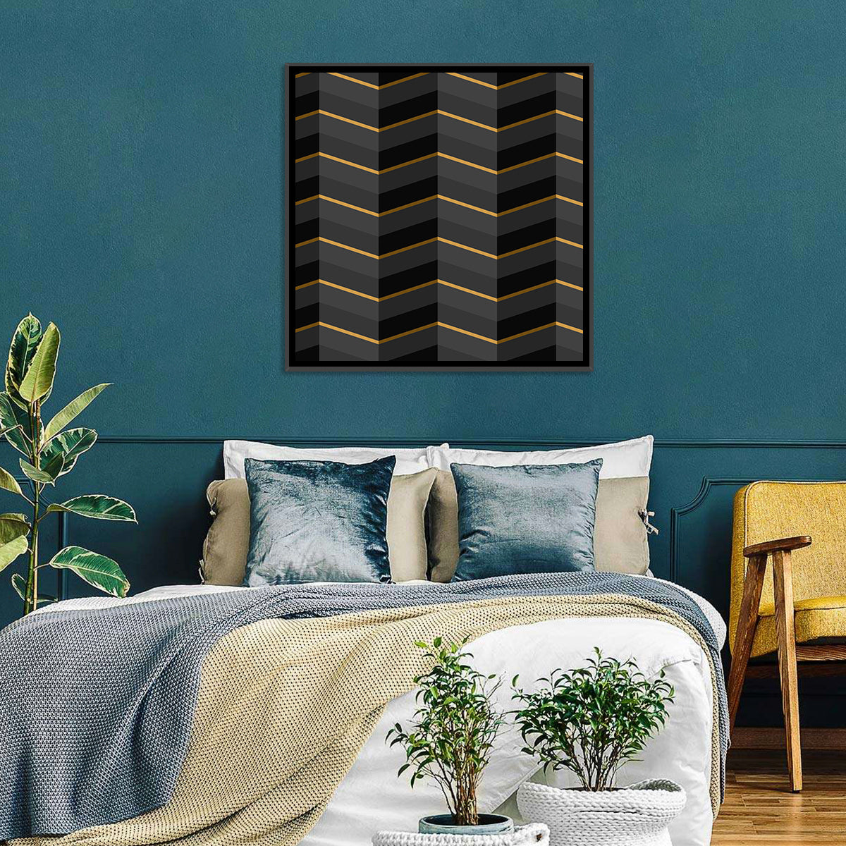 Black Stripes with Gold Accents Wall Art